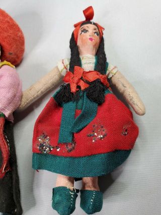 Vintage Mexican Folk Art Handmade Dolls Cloth Paper Mache 2