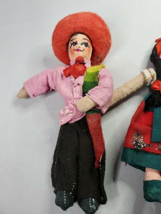 Vintage Mexican Folk Art Handmade Dolls Cloth Paper Mache 3