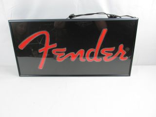 Fender Guitar Store Dealer Advertising Lighted Sign Rare Man Cave Collectible