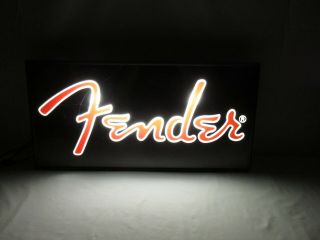 FENDER Guitar Store Dealer Advertising Lighted Sign Rare Man Cave Collectible 2