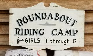 Vintage Wooden Equestrian Advertising Sign Roundabout Riding Camp Rappahanock,  Va