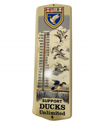 Vintage Support Ducks Unlimited Thermometer Metal Sign Extra Large Us Canada