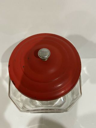Vintage 11”Lance Cracker Cookie Glass Jar General Store Display Red Metal Lid NR 3