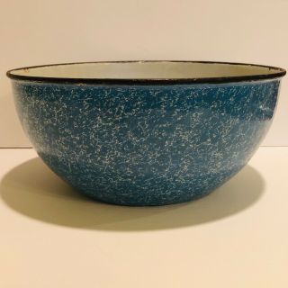 Granite Ware Enamelware Blue Speckled Vintage 9” Mixing Bowl