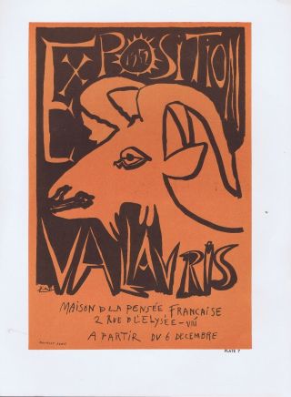 Pablo Picasso,  Exposition Vallauris 1952 Vintage Poster Mourlot 1964 Platesigned