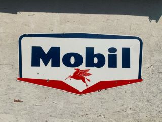 Vintage Metal Mobil Oil Sign 58” X 30” Straight No Bends