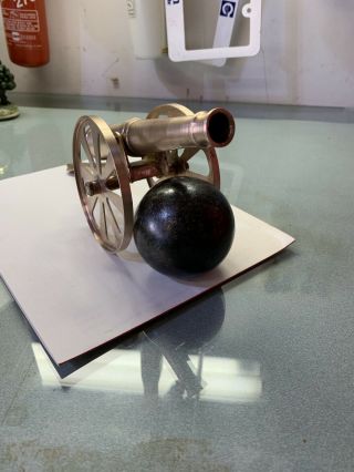 Antique Vintage Cannon Ball Solid 3 Inch 3 Lbs Civil War Era With Brass Cannon