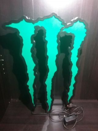 Monster Energy Led Light Up Sign - Very Rare 25 " X 15 " Large Size - Near