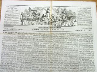 1865 Anti - Slavery Newspaper The Liberator Surrender Of Lee End Of The Civil War