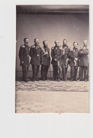 7 Armed Swords Uniformed Military Officers 1860s Civil War Period Cdv Photo