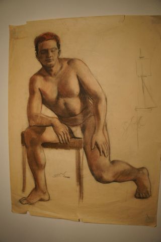 Vintage Midcentury Erotica Vtg Gay Interest Nude Male Underwear Naked Man Art G2