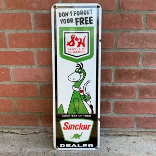 Sinclair Gasoline Oil Vintage Porcelain Sign S&h Green Stamps Service Station