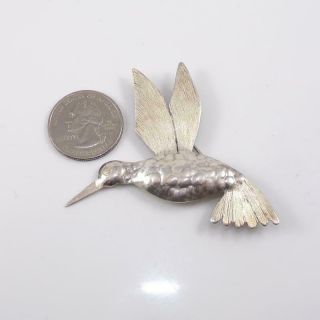 Vtg Arts & Crafts Sterling Silver 3d Large Hummingbird Bird Pin Brooch Lfd3