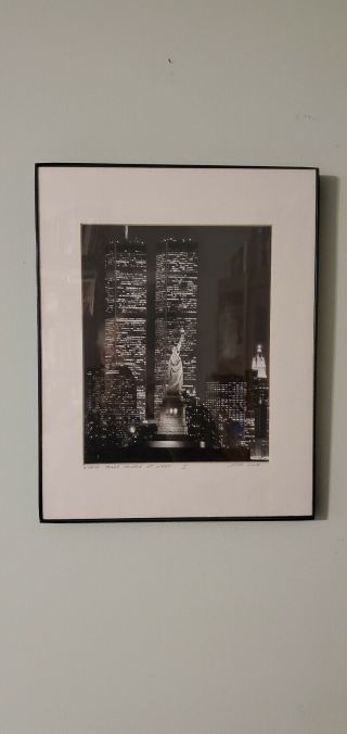 Serge Lurie Signed Photograph - World Trade Center Photo With Statue Of Liberty