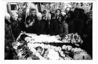 Vintage Post Mortem Photo Russia Dead Woman Open Coffin Orthodox Funeral L568f