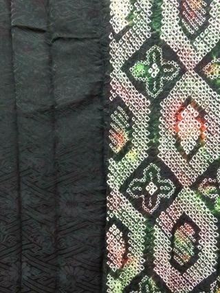 01vbcf 2071 Silk Fabric Vintage Japanese Kimono Hand Stitched Shibori