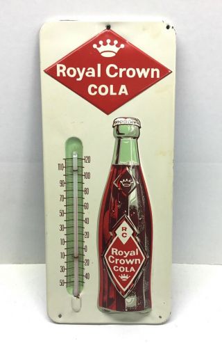 Antique Vintage Rc Royal Crown Cola Metal Advertising Soda Thermometer Sign