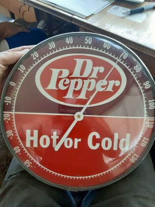Vintage Dr Pepper Hot Or Cold Round Thermometer