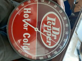 Vintage Dr Pepper Hot or Cold Round Thermometer 2