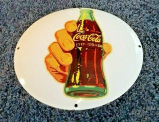 Coca Cola Porcelain Glass Bottles Soda Vintage Style Convex Service Sign