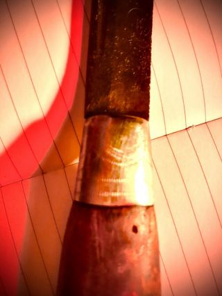 Civil War Era Antique Knife Hand Carved Wooden Base With 18kt Gold Center Band