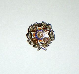 Vintage Vfw (veterans Of Foreign War) 14k Gold And Enamel Pin - - 3.  8 G