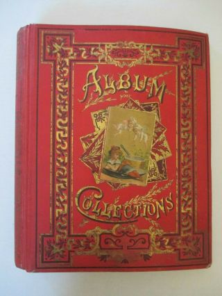 Antique 1880 - 90 Victorian Scrapbook Album W/ Die Cuts Trade Cards Prints 94 Pgs.