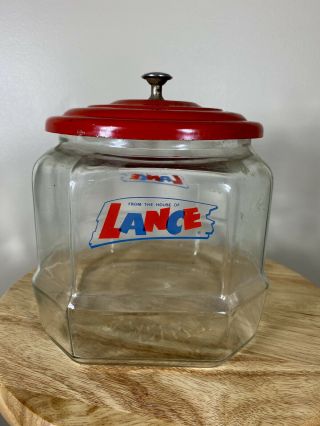 Vintage Lance Glass Cracker Cookie Jar Store Counter Display Approx 6 X 8