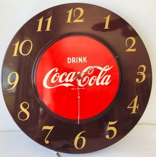 Coke Wall Clock Drink Coca Cola 18 " Round Metal Vintage 1950s Ge Model 608