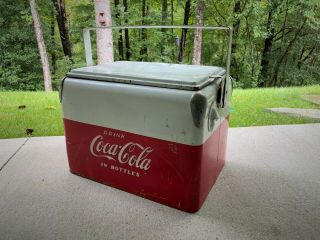 Rare - Vintage Red & White Coca Cola Cooler - Acton Mfg - Metal Low Boy
