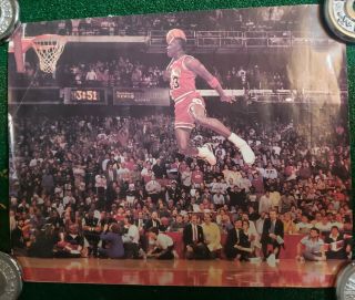 Rare Michael Jordan 1988 Slam Dunk Contest Poster Vintage Chicago Bulls 16 X 20