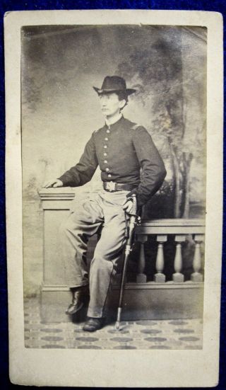 Cdv - Massachusetts Infantry Officer In Shell Jacket - Armed.