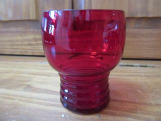 SET OF 8 VINTAGE RUBY RED GLASS ANCHOR HOCKING RIBBED JUICE TUMBLERS - 3