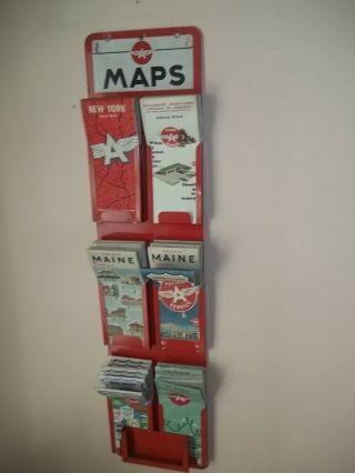 Flying A Travel Service Map Stand Holder Rack With 40 Maps