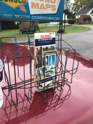 Vintage 1970 ' s Sunoco DX - Travel with Confidence Metal Road Map Rack 3