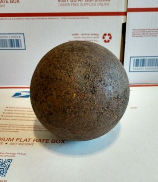 Antique Civil War Cannon Ball 4.  5in 15 Pounds