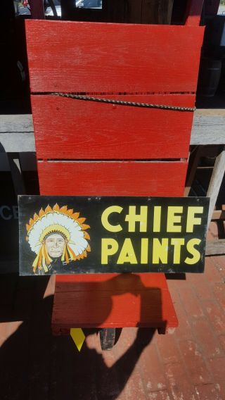 Vintage Chief Paints Metal Sign Double Sided