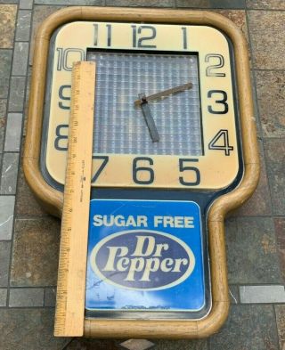 Very Rare 1960 ' s - 70 ' s Sugar Dr.  Pepper Lighted Store Clock 18X13in. 3