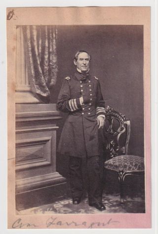 Commodore David Farragut 1860s American Union Civil War Navy Brady Cdv Photo