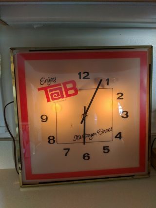 Rare Vintage Pam Style Tab Soda Lighted Clock 15 " X 15 " Htf Look