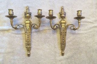 Vintage Brass Federal Style Candle Holder - Wall Sconces