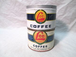 Two Vintage Lee Brand One Pound Coffee Tin Can Salina Kansas Hd Lee Mercantile
