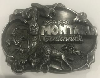 Siskiyou 1889 - 1989 Montana Centennial Belt Buckle Limited Edition 2337 Of 5000