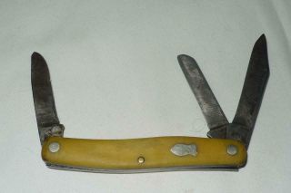 Vintage Schrade Walden Usa 882y Folding Pocket Knife Yellow Handle