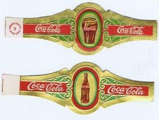 Coca Cola 1930 Set Of 2 Cigar Bands Bottle And Glass Scarce