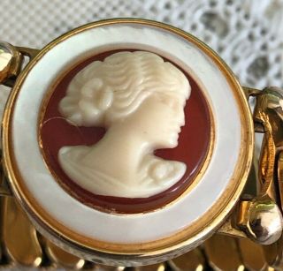 Vintage Gold Filled Sweetheart Bracelet with Cameo Marked M 2