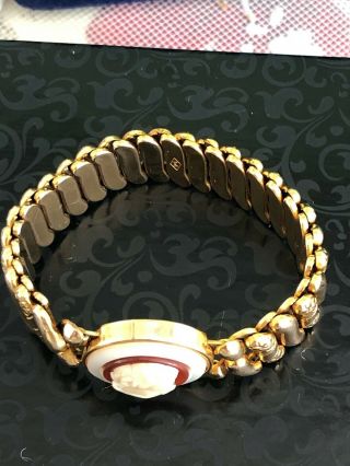 Vintage Gold Filled Sweetheart Bracelet with Cameo Marked M 3