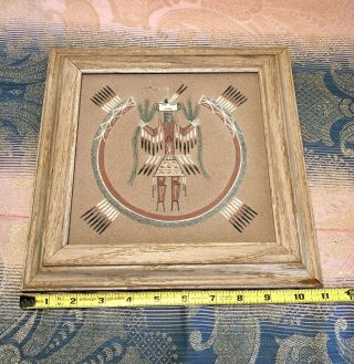 Vintage Navajo Traditional Yei Sand Art Painting By Anthony Largo 11x11 Inches