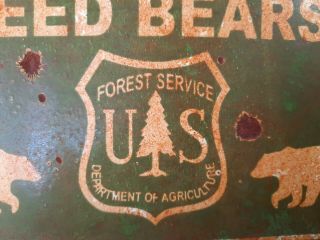 VINTAGE US NATIONAL FOREST SERVICE DO NOT FEED BEARS PORCELAIN RV CAMPING SIGN 2