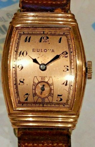 Vintage Bulova Deco Mens Wrist Watch For Repair W419
